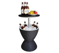 Relaxdays Side Table with Cooling Function, 30L, Height-Adjustable Rattan-Effect Black, 57x48.5x48.5 cm