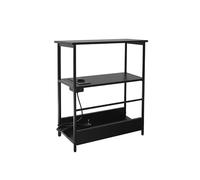 Relaxdays side table with power socket & USB ports, 2 shelves & magazine rack, HWD: 58x45x18 cm, black bedside table