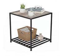 Relaxdays Side Table, with Shelf HWD: 50x50.5x50.5 cm, Industrial, End Table for Living Room & Bedroom, Metal, Grey
