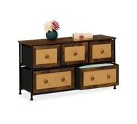 Relaxdays Sideboard with 5 Rattan Drawers