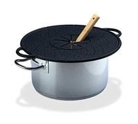 Relaxdays Silicone cooking protection, splash guard & saucer for pots, heat-resistant, easy to clean, 30 cm 31 x 36.5 x 1 cm, black