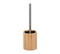 Relaxdays Silicone Toilet Brush, Antibacterial, Replaceable Head, Bathroom, Bamboo, HxD: 35 x 10.5 cm, Natural/Silver
