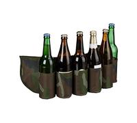 Relaxdays Sixpack, for 6 Cans Or Bottles, 0.2-0.5 L, Beer Holding Camouflage Belt, Adjustable, Green/Brown, 16.5 x 61 x .5 cm