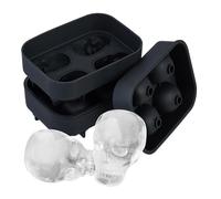 Relaxdays Skull Ice Cube Mould, Set of 2, Silicone, Halloween, 4 Individual Shapes, Gothic Style, Party Accessory, Black, 4.5 x 8.5 x 11.5 cm