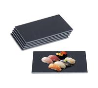 Relaxdays Slate Plates, Set of 6, Rectangular Serving Platters, 26 x 16 cm, Cheese Board, for Sushi & Desserts, Black