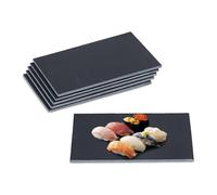 Relaxdays Slate Plates, Set of 6, Rectangular Serving Platters, 30 x 20 cm, Cheese & Desserts, to Write On, Dark Grey