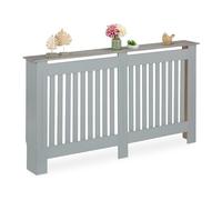 Relaxdays Slats, HBT 83 x 152 x 19 cm, for Old, Radiator Cover with Shelf, MDF, Grey, 100% fibreboard, Gray, XL