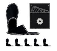 Relaxdays slippers, set of 6 pairs, Blume slippers with a bag, black