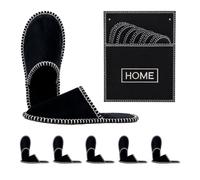 Relaxdays slippers, set of 6 pairs, Home slippers with storage bag, black