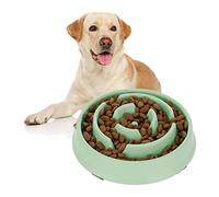 Relaxdays Slow Feeder Bowl, Anti Gulping, Food for Dogs, 400 ml, Eat Slowly, Dishwasher Safe, Spiral, Green, 5 x 21 x 21 cm