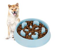 Relaxdays Slow Feeder Bowl, Anti Gulping, Food for Dogs, 600 ml, Eat Slowly, Dishwasher Safe, Spiral, Blue