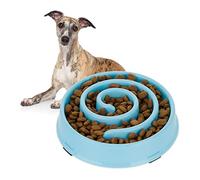 Relaxdays Slow Feeder Bowl, Anti Gulping, Food for Dogs, 600 ml, Eat Slowly, Dishwasher Safe, Spiral, Blue, 5 x 21 x 21 cm