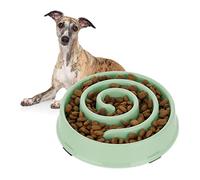 Relaxdays Slow Feeder Bowl, Anti Gulping, Food for Dogs, 600 ml, Eat Slowly, Dishwasher Safe, Spiral, Green, 5 x 21 x 21 cm