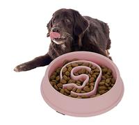 Relaxdays Slow Feeder Bowl, Anti Gulping, Food for Dogs, 650 ml, Eat Slowly, Dishwasher Safe, Spiral, Pink, 5 x 21 x 21 cm