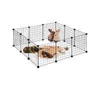 Relaxdays Small Animal Cage Extensible Playpen Open DIY Enclosure, 37 x 110 x 110 cm, Black