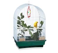 Relaxdays Small Birdcage, Budgies, Canaries, Perch, Bowl, HxWxD 49.5 x 34.5 x 28 cm, White/Greem
