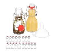 Relaxdays Small Bottles, Set of 20, 50 ml, Glass Bottles for Filling, Swing Top Stoppers, Mini Bottles, Transparent