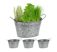Relaxdays Small Oval Zinc Tubs in Set of 4