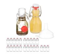 Relaxdays Small, Set of 25, 50 ml, Glass Filling, Swing Top Stoppers, Mini Bottles, Transparent, 11.5 x 5 x 4.5 cm