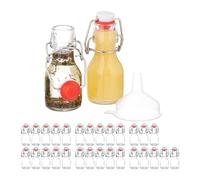 Relaxdays Small, Set of 30, 50 ml, Glass Filling, Swing Top Stoppers, Mini Bottles, Transparent, Stainless steel, 11.5 x 5 x 4.5 cm