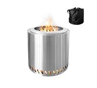 Relaxdays Smokeless Fire Bowl in Stainless Steel with Ash Container, 36x38x38 cm, Silver