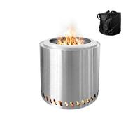 Relaxdays Smokeless Fire Bowl in Stainless Steel with Ash Container, 36x38x38 cm, Silver