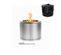 Relaxdays smokeless fire pit, stainless steel, HxD 40.5 x 49 cm, base & ash tray, silver