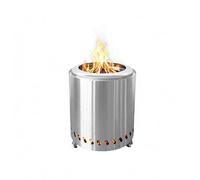 Relaxdays Smokeless Tabletop Fireplace, Stainless Steel, 25 x 22.5 x 22.5 cm, Removable Ash Tray, Camping, Silver