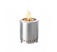 Relaxdays smokeless tabletop fireplace, stainless steel, H x Ø 25 x 22.5 cm, removable ash tray, camping, silver