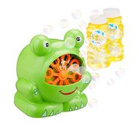 Relaxdays Soap Bubble Maker Frog, Bubble Machine for Birthdays and Weddings, Mini Blower, Green