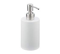 Relaxdays Soap Dispenser, 180 ml, Refillable, Bathroom, for Liquids & Lotion, Polyresin, Stainless Steel Pump, White