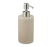 Relaxdays Soap Dispenser, 180 ml, Refillable, Bathroom, for Liquids & Lotion, Polyresin, Stainless Steel Pump, Beige
