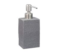 Relaxdays Soap Dispenser, 200 ml, Refillable, Bathroom, for Liquids & Lotions, Polyresin, Stainless Steel Pump, Grey