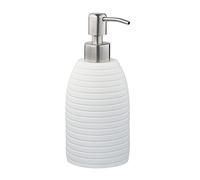 Relaxdays Soap Dispenser, 300 ml, Refillable, Bathroom, for Lotions & Shower Gel, Stainless Steel Pump, White