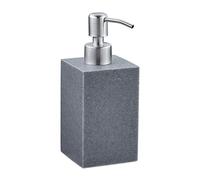 Relaxdays Soap Dispenser, Rectangular, 300 ml, Refillable, Bathroom, for Liquids, Polyresin, Stainless Steel Pump, Grey