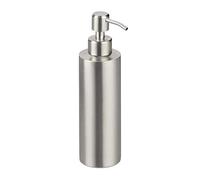 Relaxdays Soap Dispenser, Refillable, with Pump, Bathroom & WC, for Liquids, Brushed Stainless Steel, 300 ml, Silver