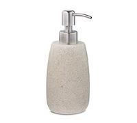 Relaxdays Soap Dispenser, Round, 300 ml, Refillable, Bathroom, for Liquids, Polyresin, Stainless Steel Pump, Beige