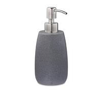 Relaxdays Soap Dispenser, Round, 300 ml, Refillable, Bathroom, for Liquids, Polyresin, Stainless Steel Pump, Grey