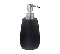 Relaxdays Soap Dispenser, Round, 300 ml, Refillable, Bathroom, for Liquids, Polyresin, Stainless Steel Pump, Black, 18 x 7.5 x 9 cm