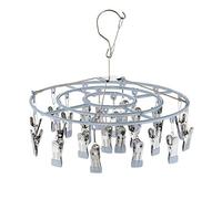 Relaxdays Sock Dryer, Clothes horse, 24 Clips, Swivel Hook, Rubber Laundry Holder, Plastic, Iron, HxD 29 x 33.5 cm, Grey