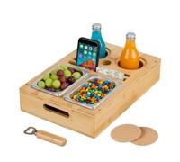 Relaxdays Sofa Snack Tray with Cup Coasters