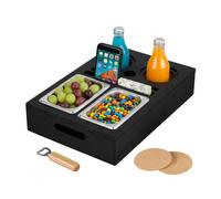 Relaxdays Sofa Snack Tray with Cup Coasters