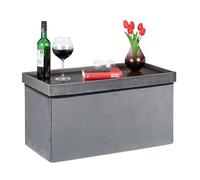 Relaxdays Soft Bench with Storage Space, Tray in the Lid, Foldable, Padded Seat, Velvet Ottoman, HWD: 42x76x38cm, Grey