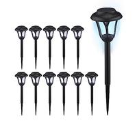 Relaxdays Solar, Set of 12, Classic Design, Pathway Lighting, with Twilight Sensor, 39x11 cm, Ground Spike, Black, 39 x 11 cm