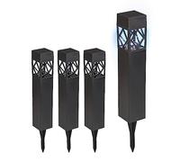 Relaxdays Solar, Set of 4, Cool White, Waterproof, Dusk Sensor, LED Garden Lighting, HWD 41 x 6 x 6 cm, Black