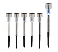 Relaxdays Solar, Set of 6, Cool White, Waterproof, with Sensor, LED Garden Lighting, 31 x 4.5 cm, Silver/Black