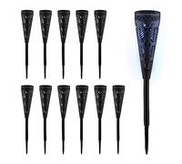Relaxdays Solar Set, Torch Design, Garden Lighting with Luminous Effect, HxØ: 41x7 cm, with Ground Spike, Black
