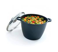 Relaxdays Soup Pot with Glass lid, Non-Stick, XXL, Induction, 10 l, deep Pot, 28 cm, die-cast Aluminium, Black