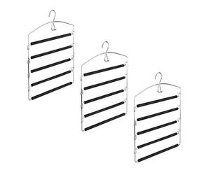 Relaxdays Space Saving Clothes Hanger, Multiple Trouser Rails, Metal, HWD: 44.5 x 37 x 2.7 cm, Silver/Black; Pack of 3