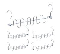Relaxdays Space-saving, Set of 5, for 10, Multiple Hangers, HWD: 41.5 x 5 x 3.5 cm, Metal, Silver, Iron